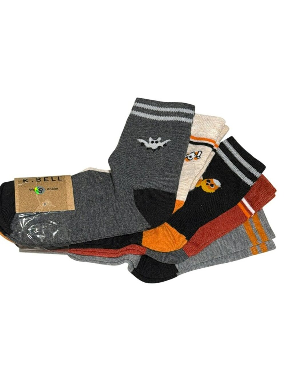 Halloween 5-Pair Ankle Socks Fun Ghost & Pumpkin Designs New